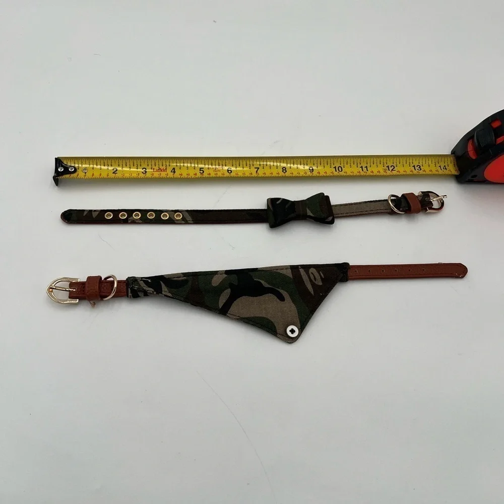 2PCS Bow Tie Dog Collar and Bandana Set for Small Dogs and Puppies